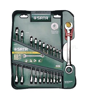 SATA Zestaw kluczy płasko-oczkowych z grzechotką 8-19mm 12szt. (09066)