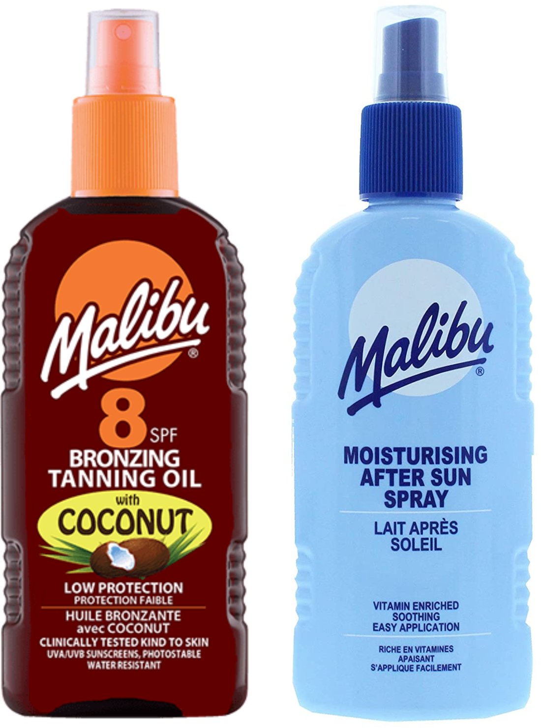 Malibu Olejek Brązujący Z Kokosem SPF8 200ml + Balsam W Sprayu Po Opalaniu 200ml