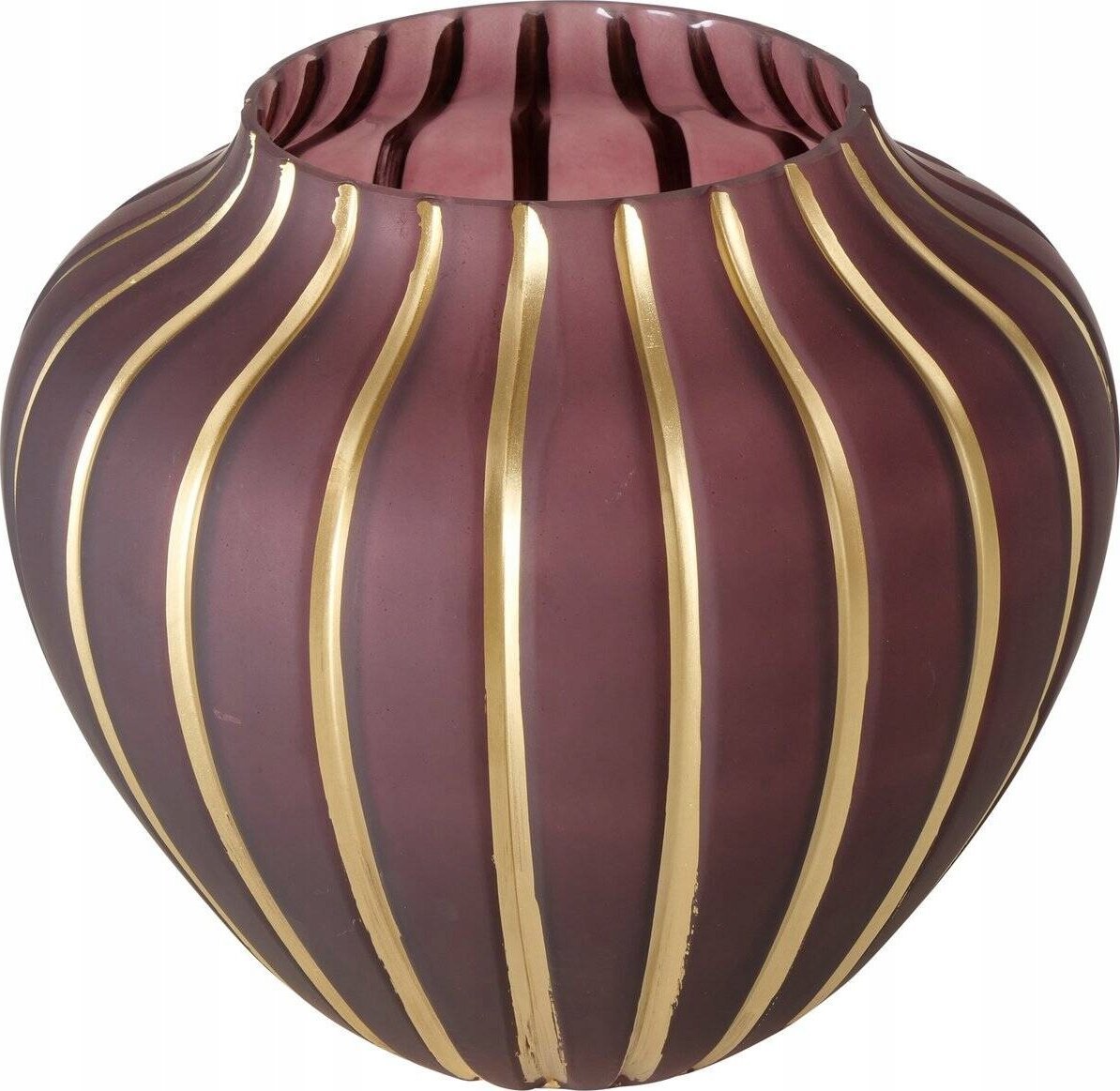 Boltze Wazon szklany KEANA, złote linie na bordowym szkle