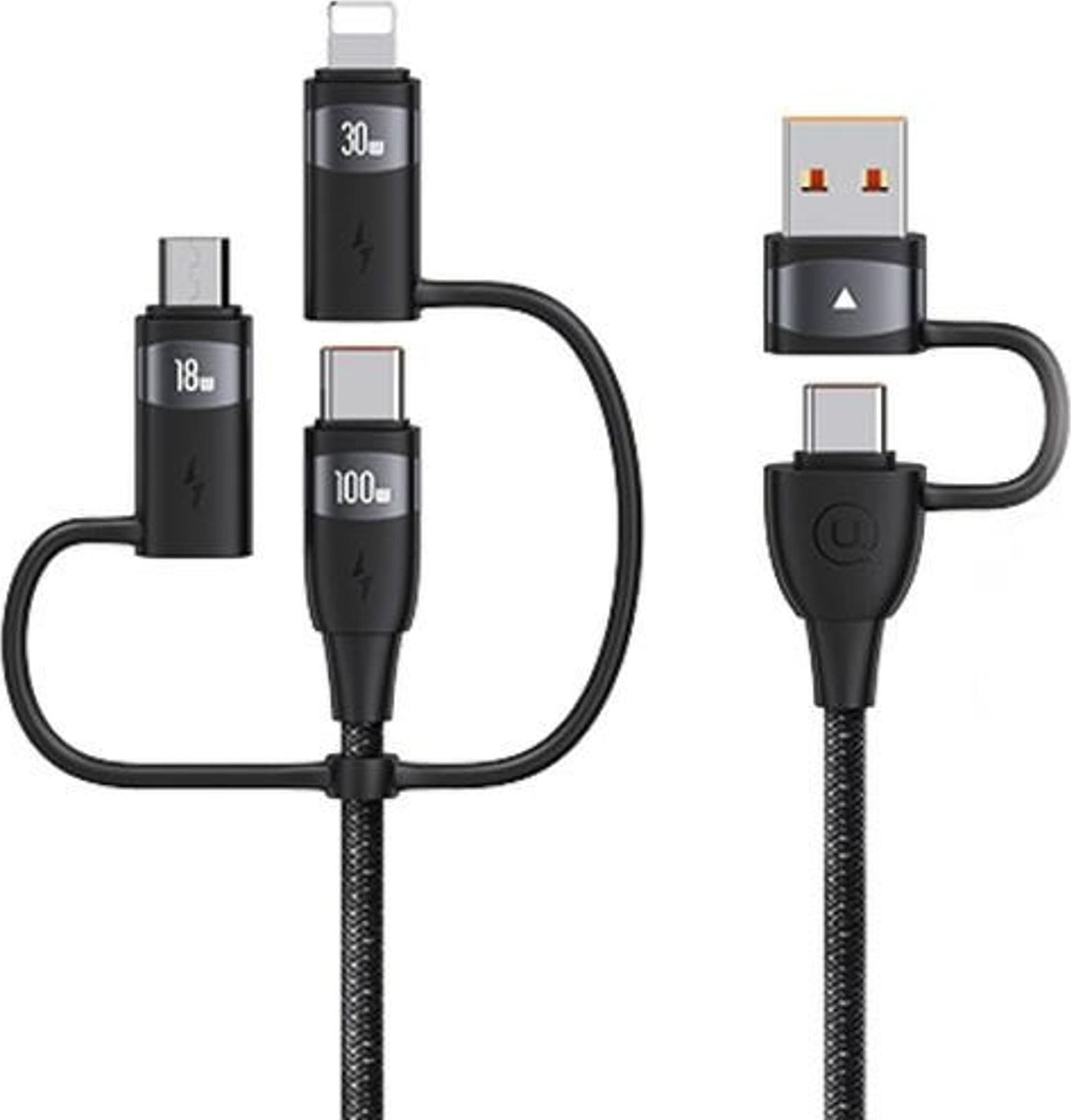 Usams Kabel USAMS US-SJ645 U85 USB-A+USB-C/USB-C, Lightning, microUSB 6w1 1,2m 100W PD Fast Charge czarny/black