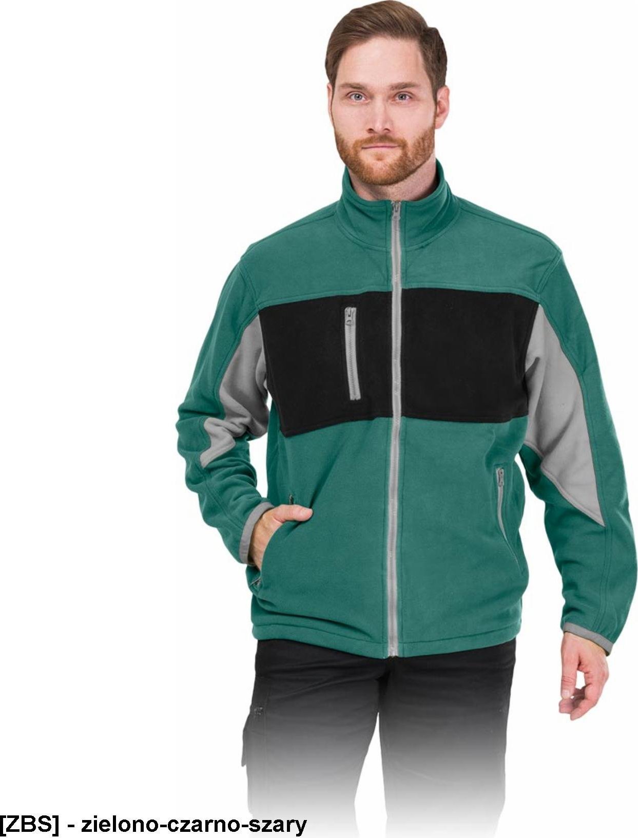 R.E.I.S. LH-FMN-P - Bluza polarowa - zielono-czarno-szary M