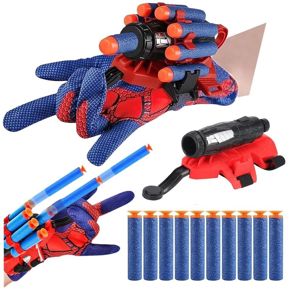 LeanToys Rękawica Z Wyrzutnią Na Strzałki Piankowe Spider Dla Dzieci 10szt.