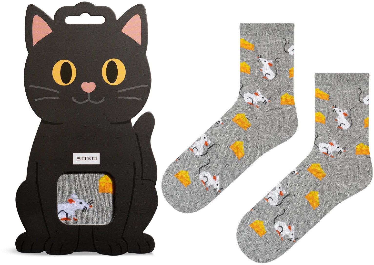 Skarpetki dziecięce czarny kot myszy 3538