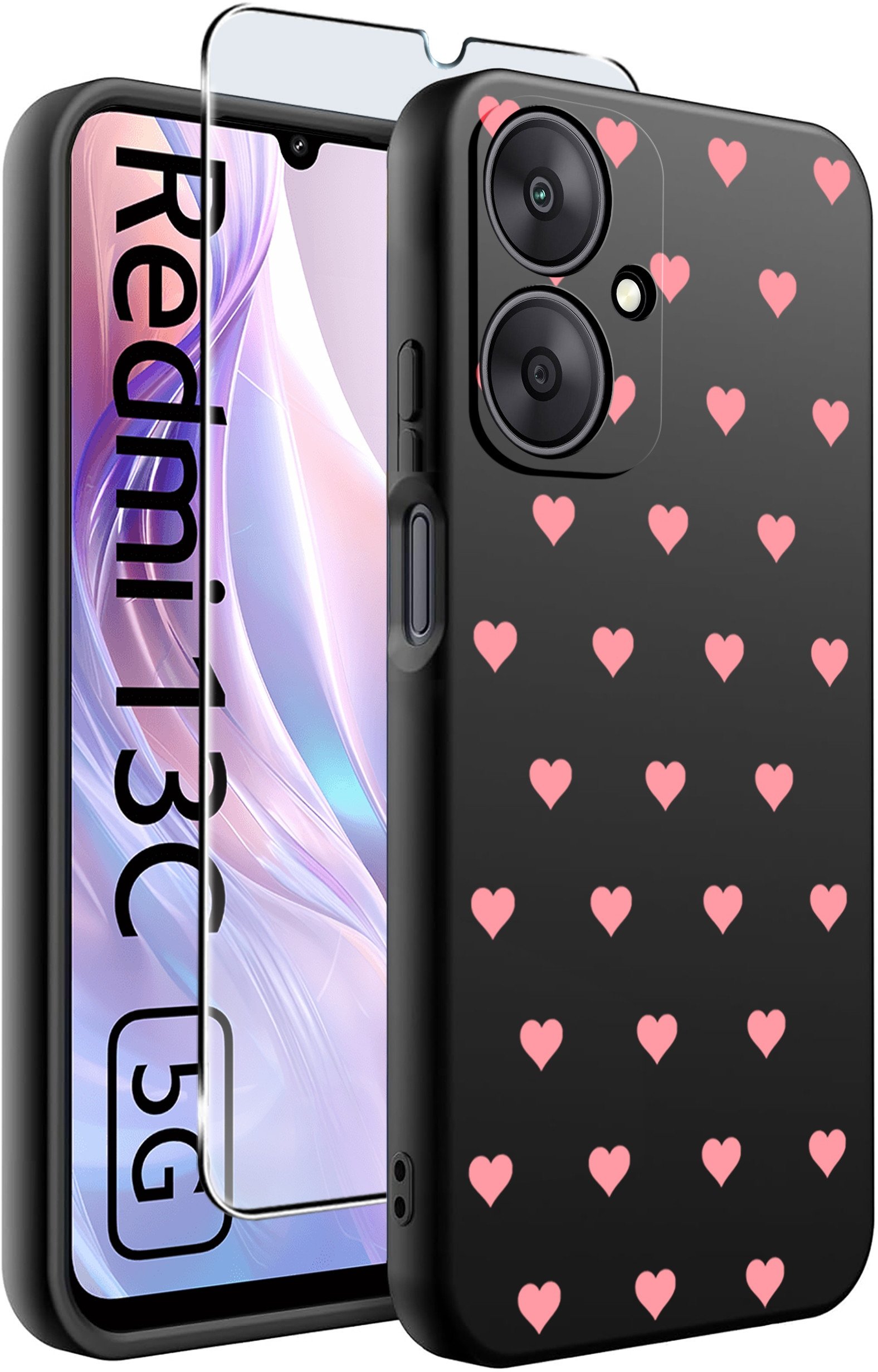 ETUI do Xiaomi Redmi 13C 5G WZORY |SILIKONOWE MATT CASE +SZKŁO HARTOWANE 9H