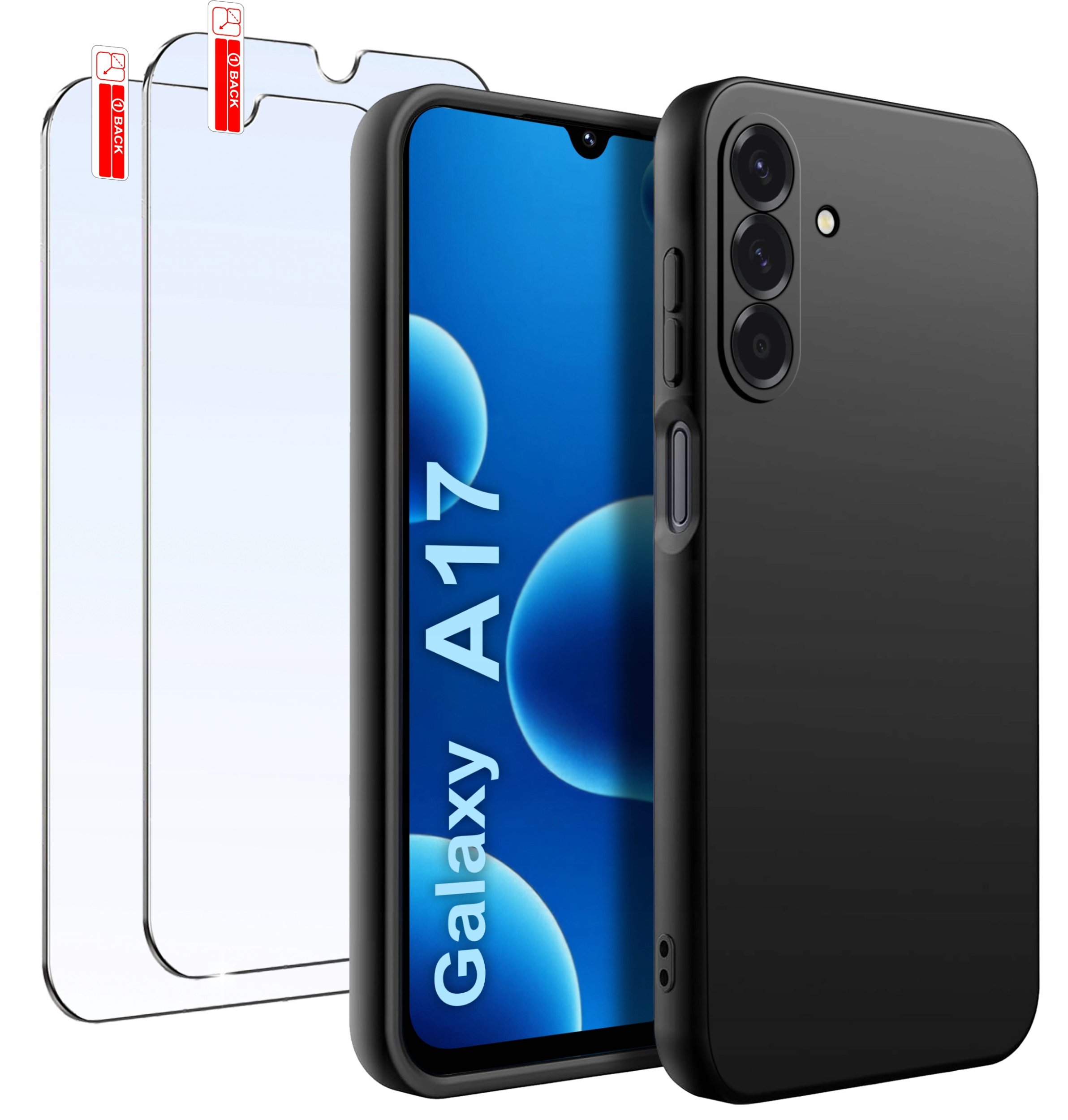 ZESTAW Etui do Samsung A17 5G | Matowe Czarne Silikon Slim + 2 SZTUKI SZKŁO