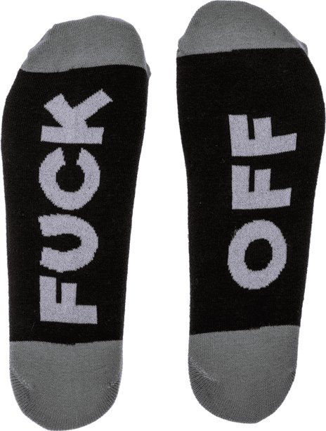 Out of the blue Długie Skarpetki z Napisem - FUCK OFF (szaro-czarne)