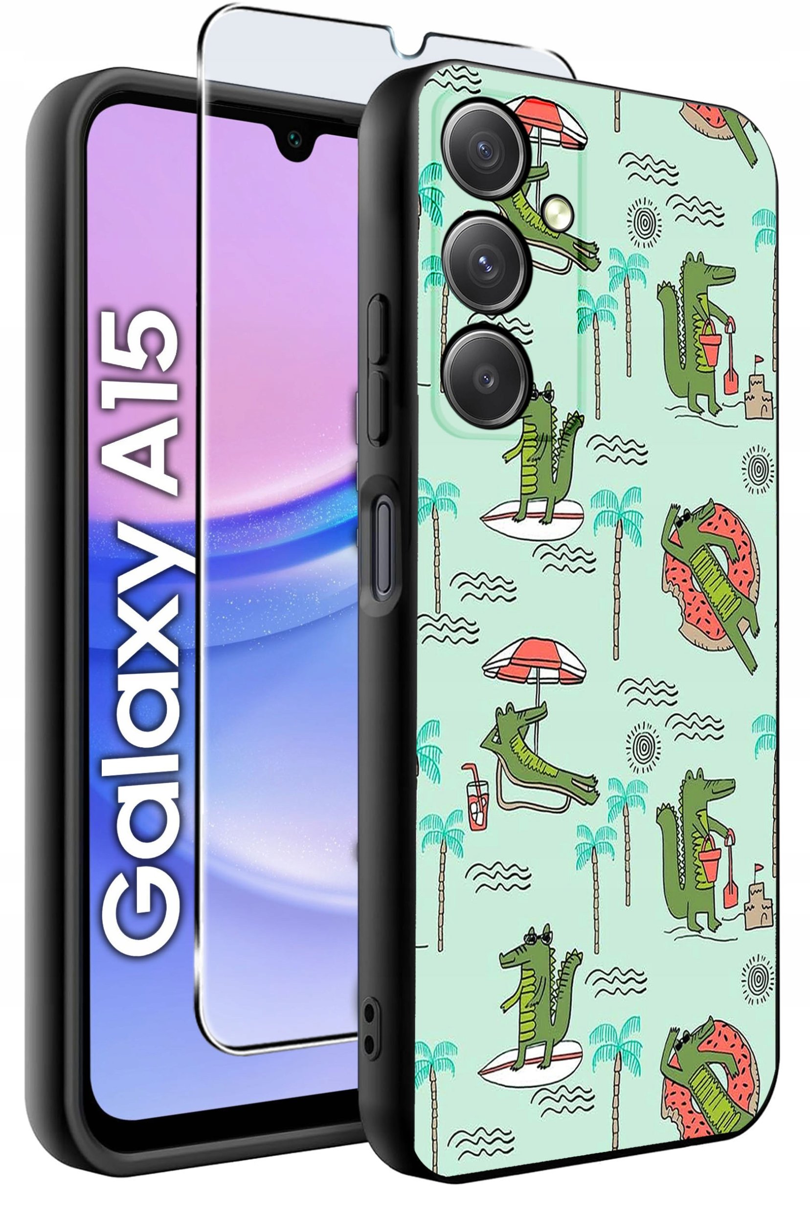 ETUI do Samsung A15 4G | 15 5G WZORY | SILIKONOWE MATT CASE + SZKŁO 9H