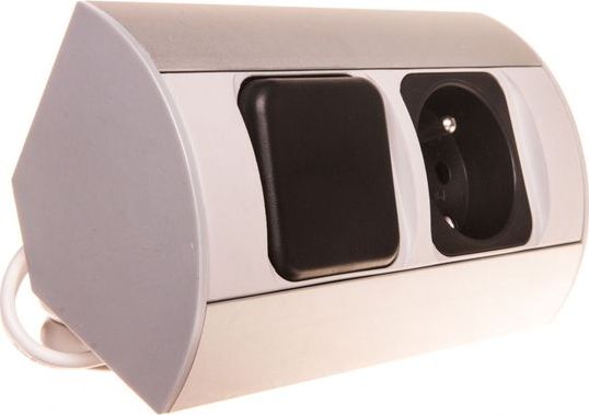 Orno Gniazdo meblowe pojedyncze z/u 16A IP20 z wyłącznikiem aluminium/ tworzywo OR-AE-1302