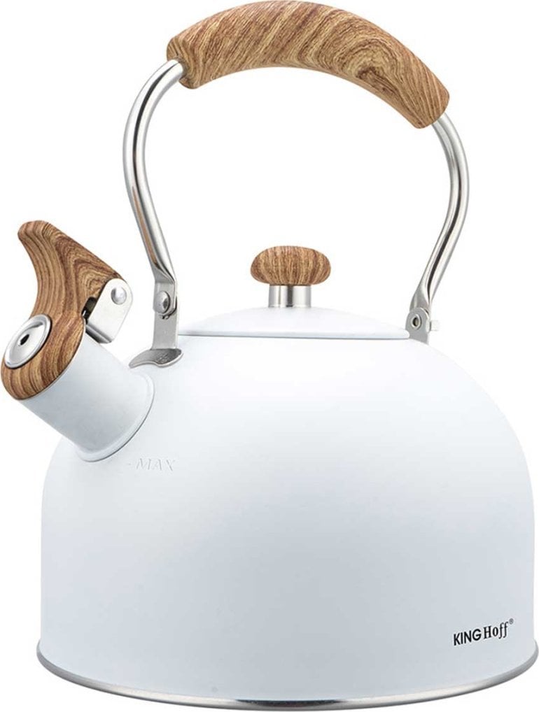 KingHoff Czajnik z gwizdkiem biały 2.5l (KH-1860)