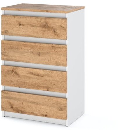 Komoda Skandynawska 4 Szuflady Biała Dąb Wotan Hugo Szafka Drewno Rtv Salon
