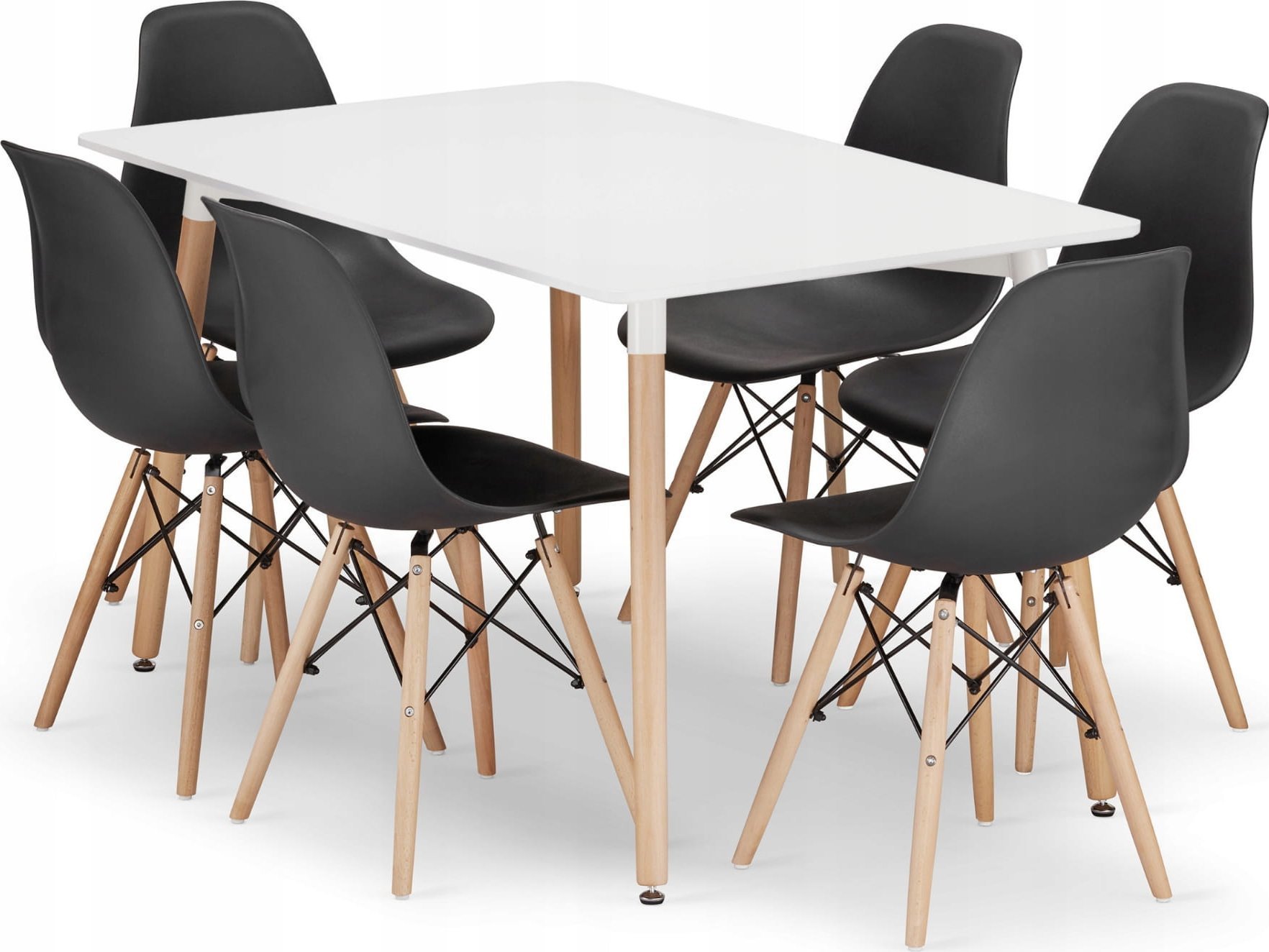 Leobert Zestaw stół prostokątny ADRIA 120x80 biały + 6 krzeseł OSAKA czarne