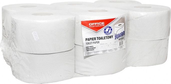 Office Products Papier toaletowy makulaturowy OFFICE PRODUCTS Jumbo, 1-warstwowy, 120m, 12szt., biały