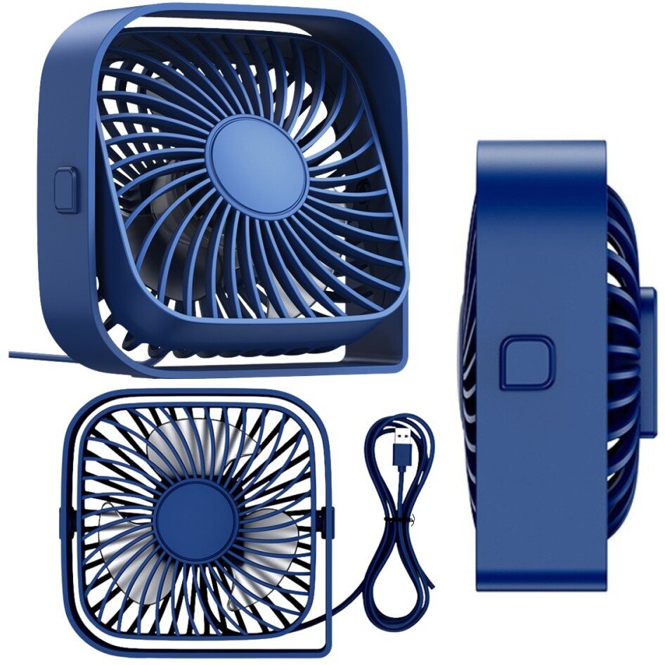 Wentylator SUPERO Wentylator biurkowy mini USB-C, 3 tryby, niebieski