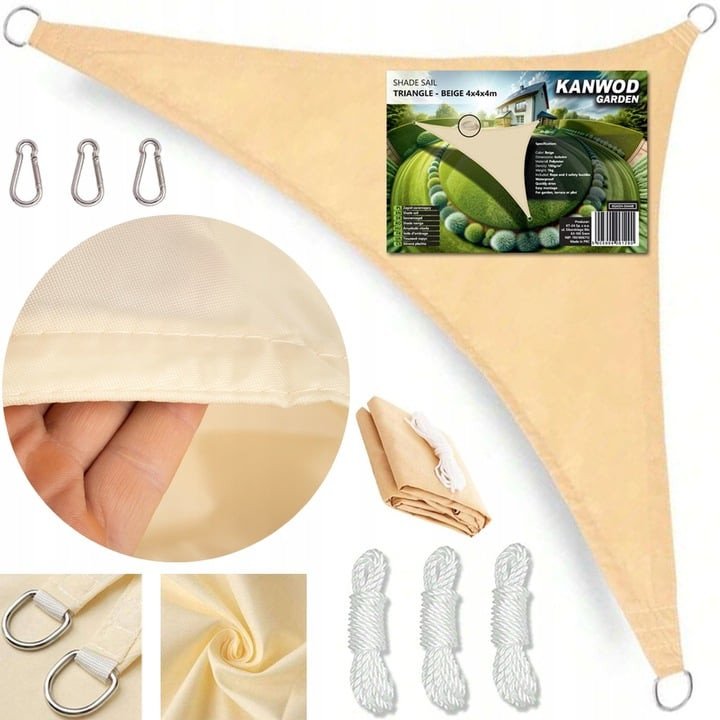 Żagiel przeciwsłoneczny beżowy trójkątny
