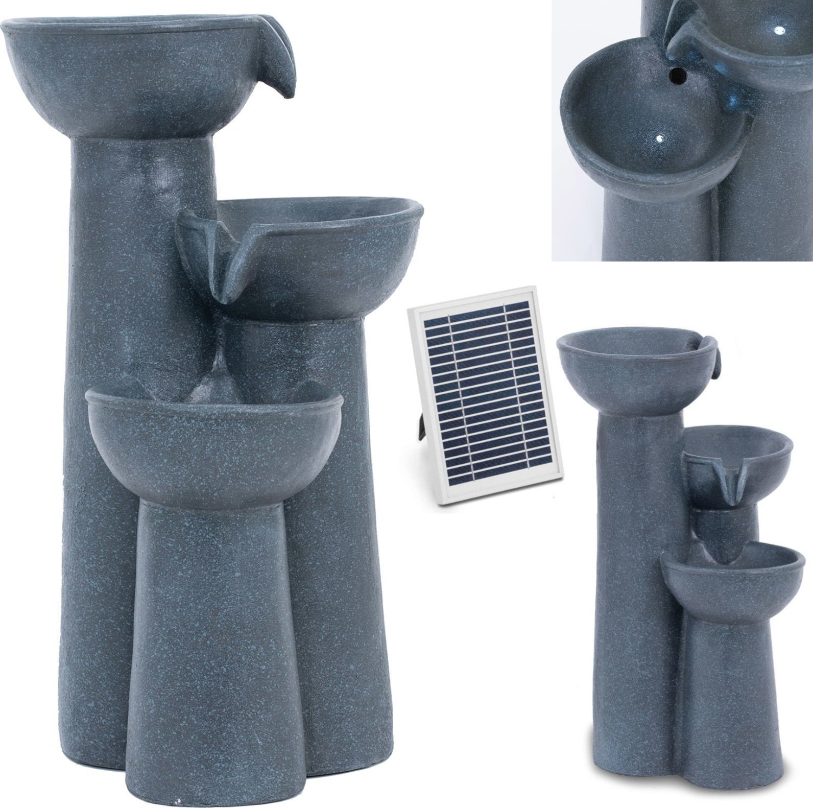 Hillvert Fontanna kaskada ogrodowa solarna z oświetleniem LED 3 misy 3 W Fontanna kaskada ogrodowa solarna z oświetleniem LED 3 misy 3 W