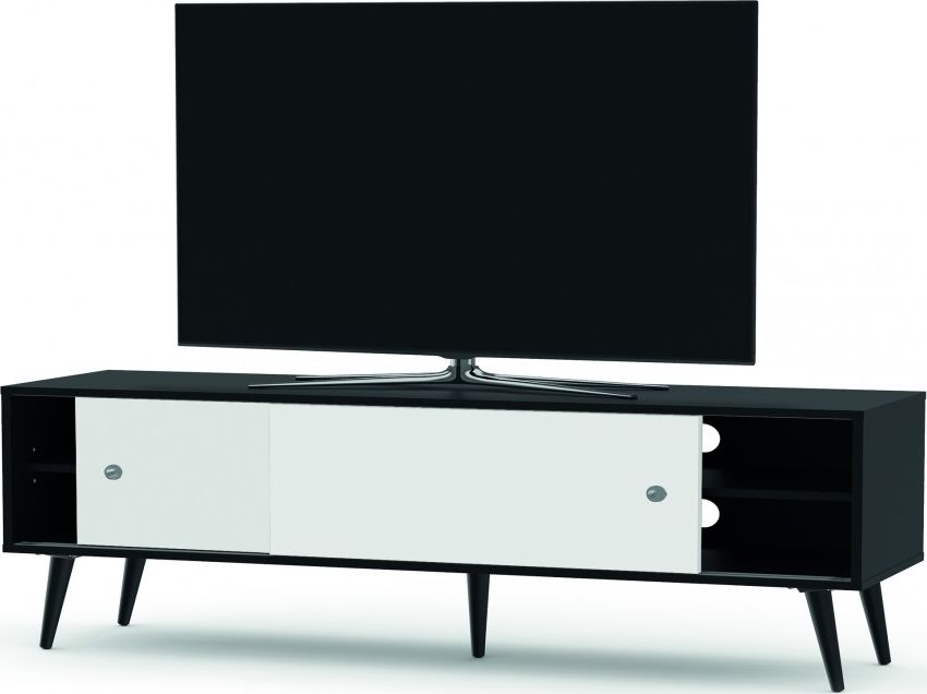Sonorous Drewniana szafka RTV w stylu RETRO SONOROUS RTRA-180-BLK-WHT szerokość 180cm