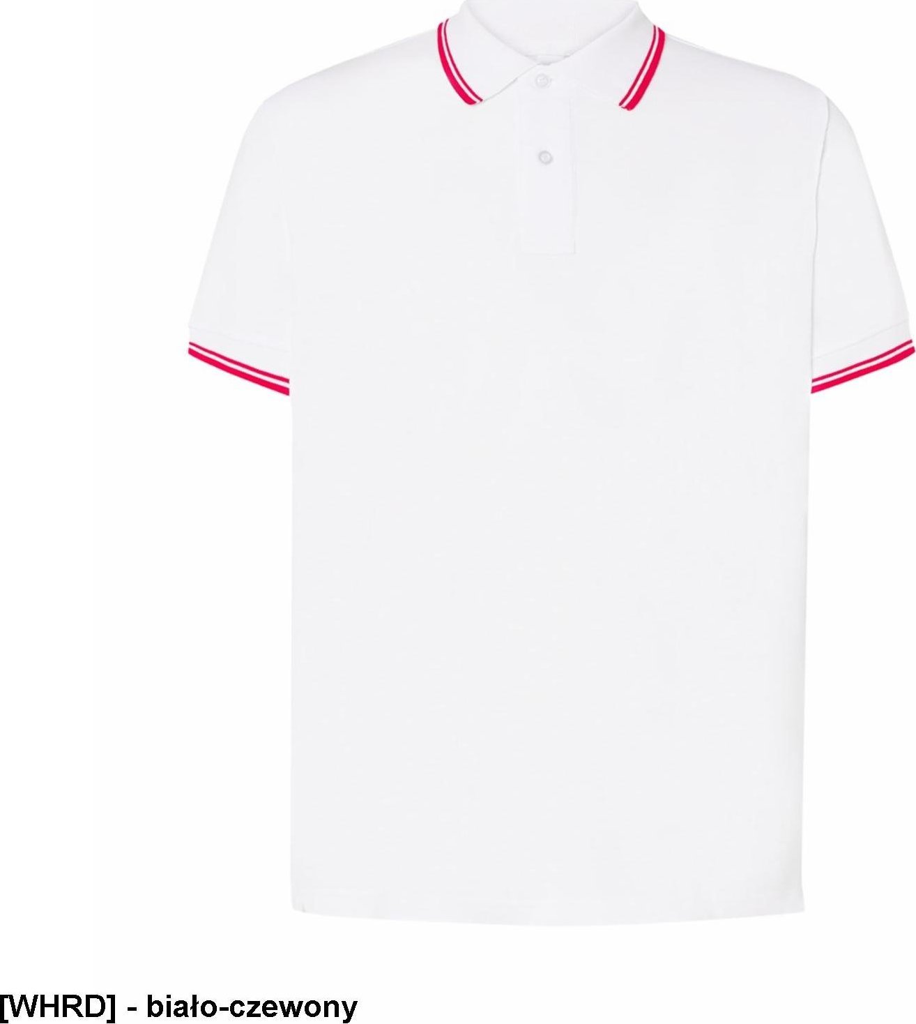 JHK PORA 210 - męskie polo z krótkim rękawem 100% stabilizowana bawełna, 200- 210g - biało-czerwony S