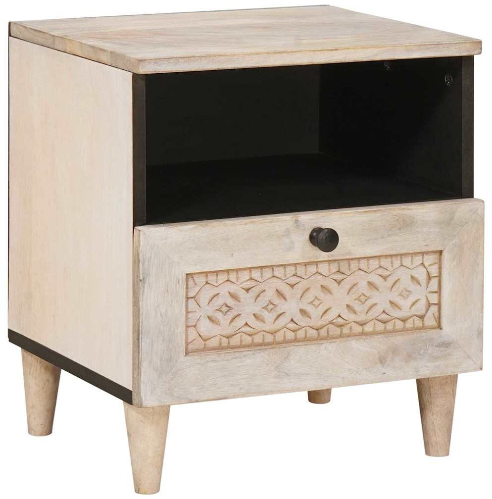 vidaXL Stolik nocny Beżowy 40 x 33 x 46 cm lite drewno mango