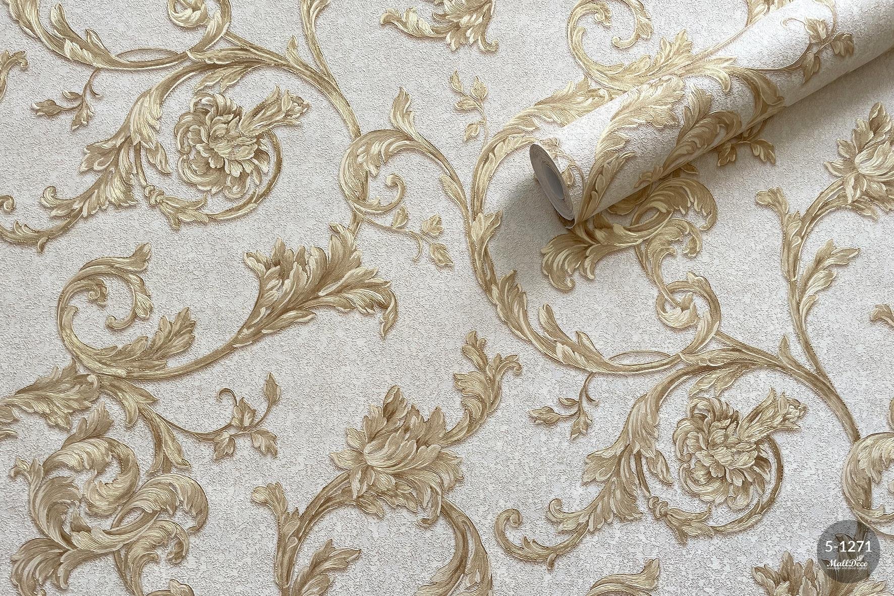 MallDeco TAPETA WINYLOWA MODEL MIRELLA PERŁOWA DEKORACJA