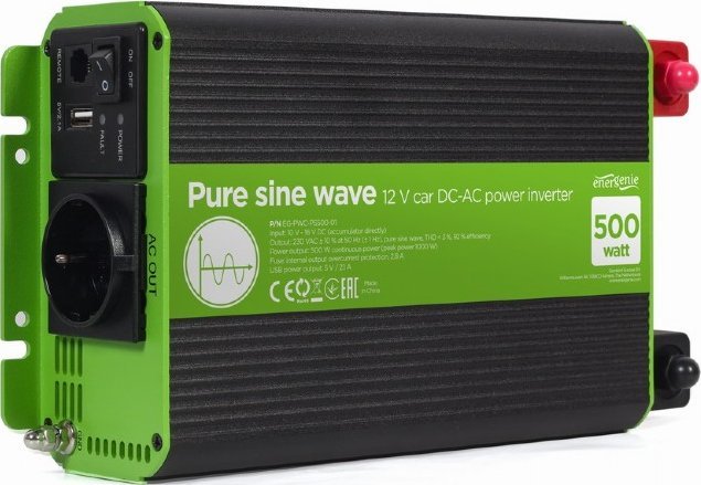 Przetwornica Gembird Przetwornica 12V/230V 500W/1000W czysty sinus