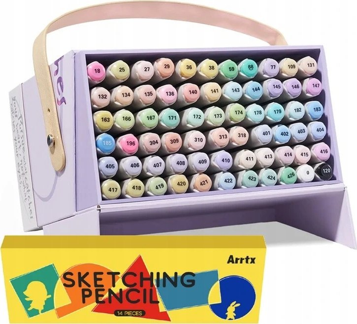 ARRTX Dvipusiai markeriai - flomasteriai ARRTX Oros, 66 spalvų, pastelinių atspalvių