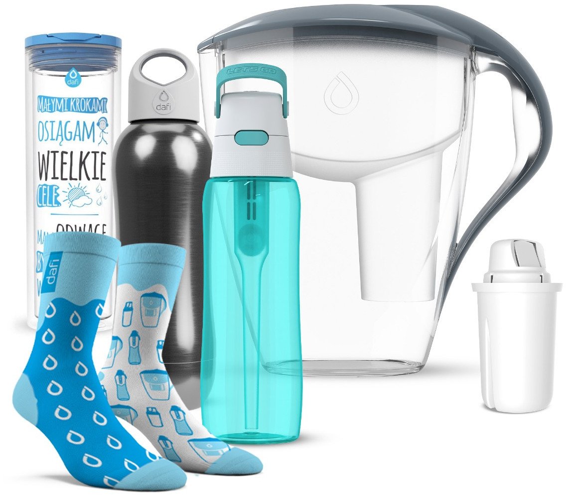 Dzbanek filtrujący Dafi Zestaw nr4 Kubek i Butelka Termiczna + Dzbanek + Butelka+ Skar