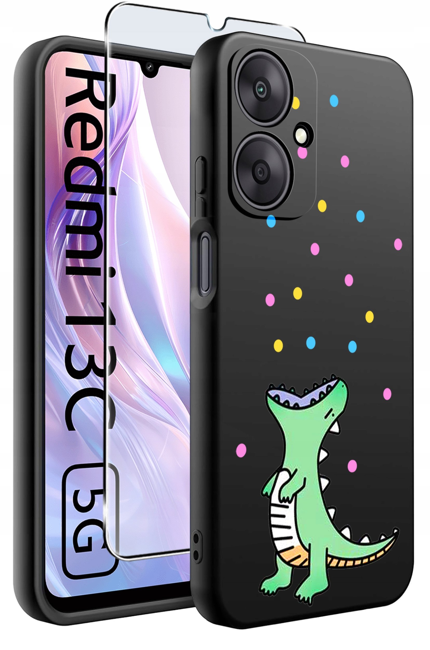 ETUI do Xiaomi Redmi 13C 5G WZORY |SILIKONOWE MATT CASE +SZKŁO HARTOWANE 9H