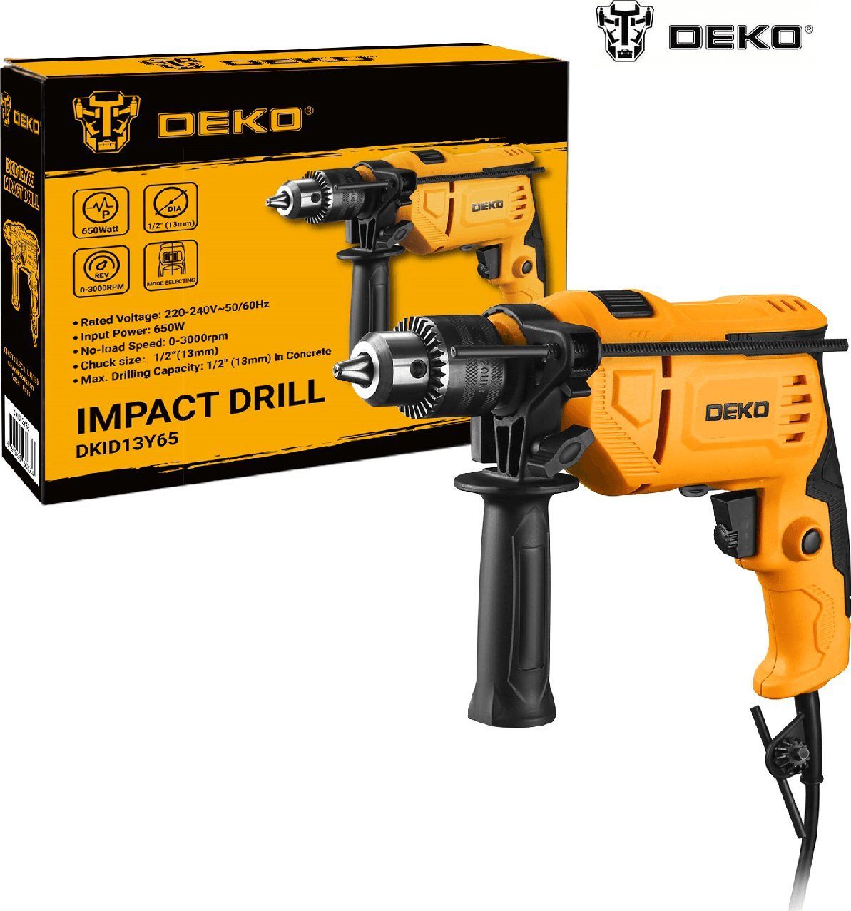 Wiertarka Deko DEKO WIERTARKA UDAROWA 650W REGULACJA DKID13Y65