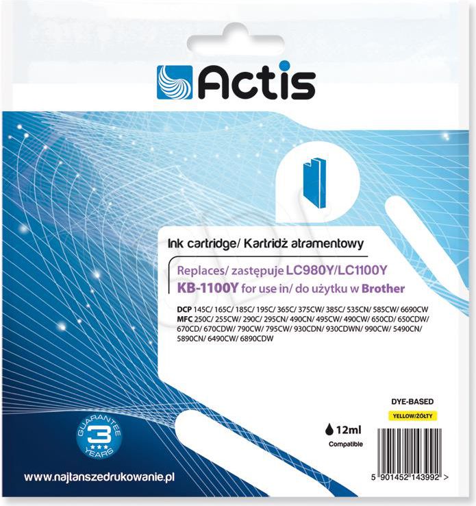 Tusz Actis tusz KB-1100Y / LC1100/LC980 (yellow)