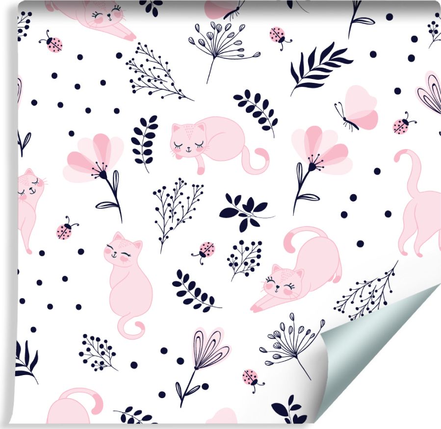 Muralo Tapeta Dla Dzieci - Śpiące Różowe Kotki