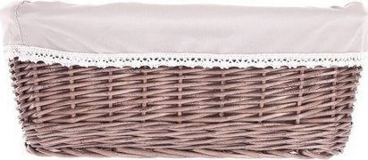 WickerPL Wiklinowy Kosz Regałowy Kosz do Łazienki Szarzony Obszyty 38x28 H20 cm