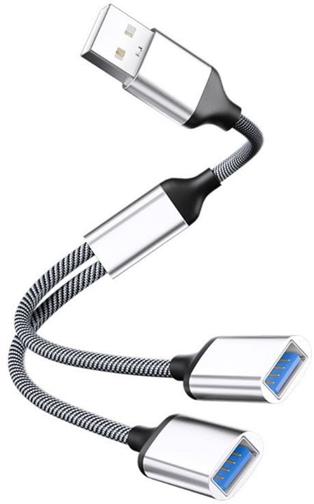 USB-A to 2x USB-A Female, Silver transfer rate 480Mbps,