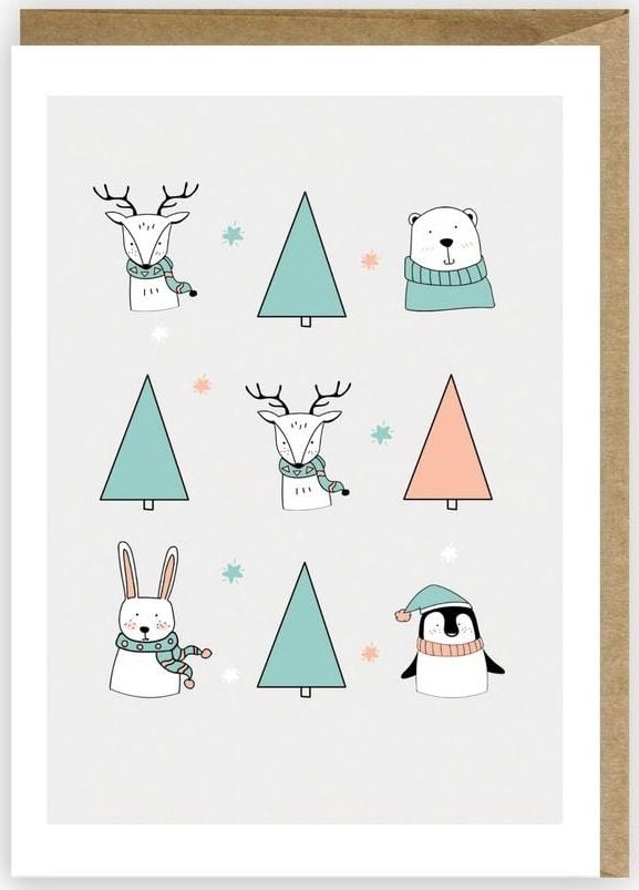 Cardie Kartka Boże Narodzenie Zimowe zwierzaki, eko K067