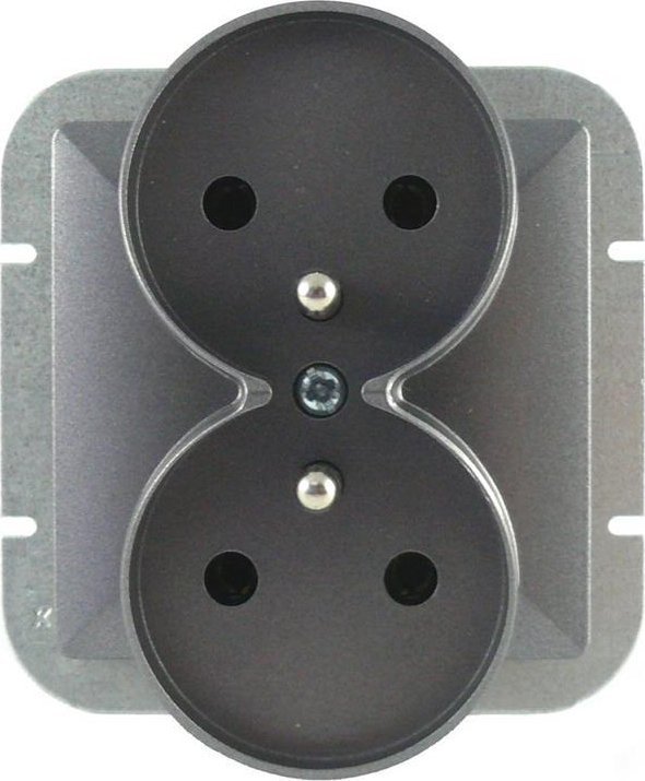 Abex Perła antracyt - gniazdo podwójne (+0) do ramki PT-6PR