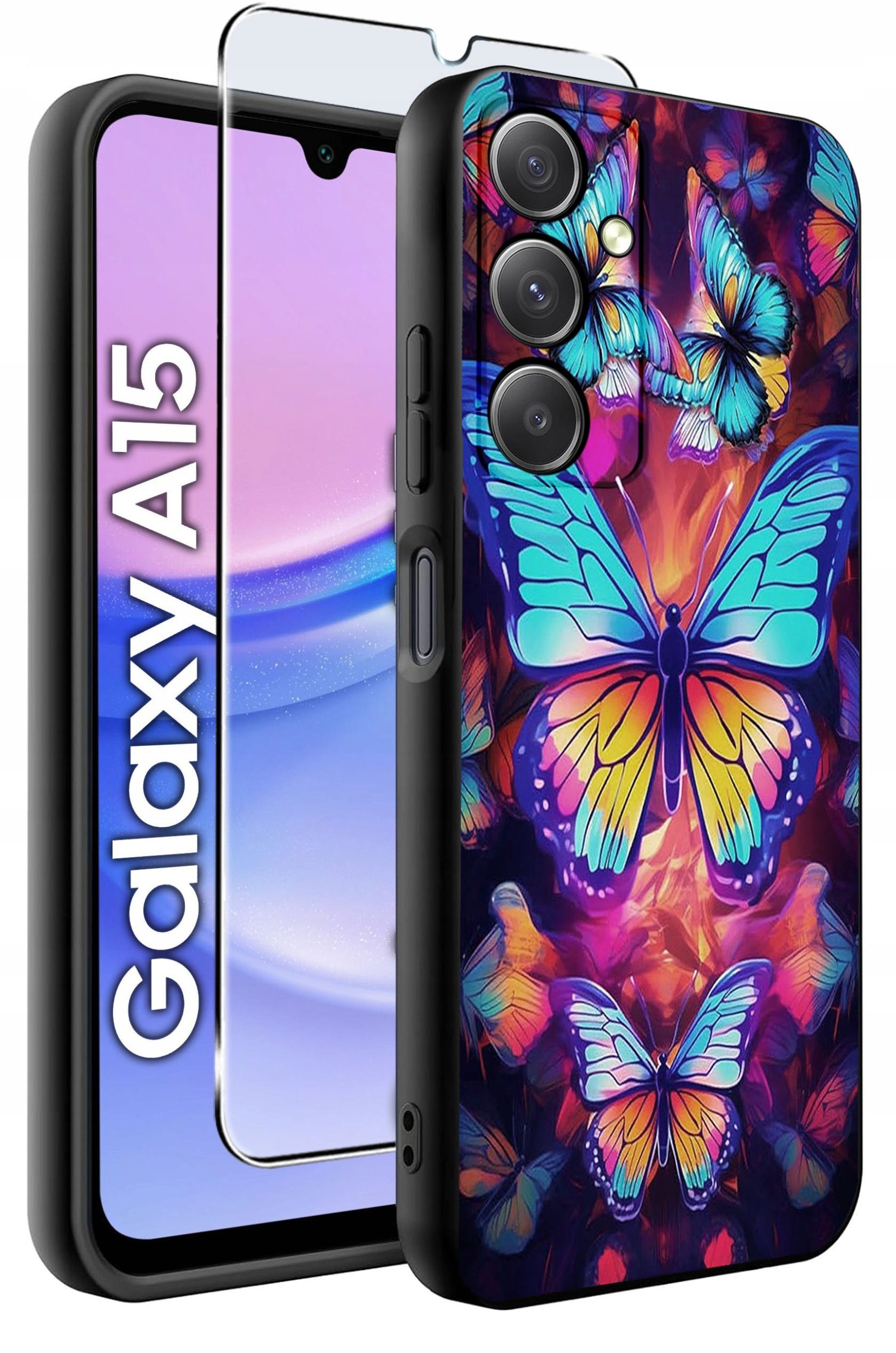 ETUI do Samsung A15 4G | 15 5G WZORY | SILIKONOWE MATT CASE + SZKŁO 9H