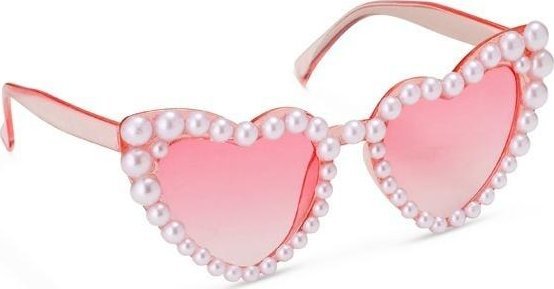 Okulary serduszka z perłami różowy