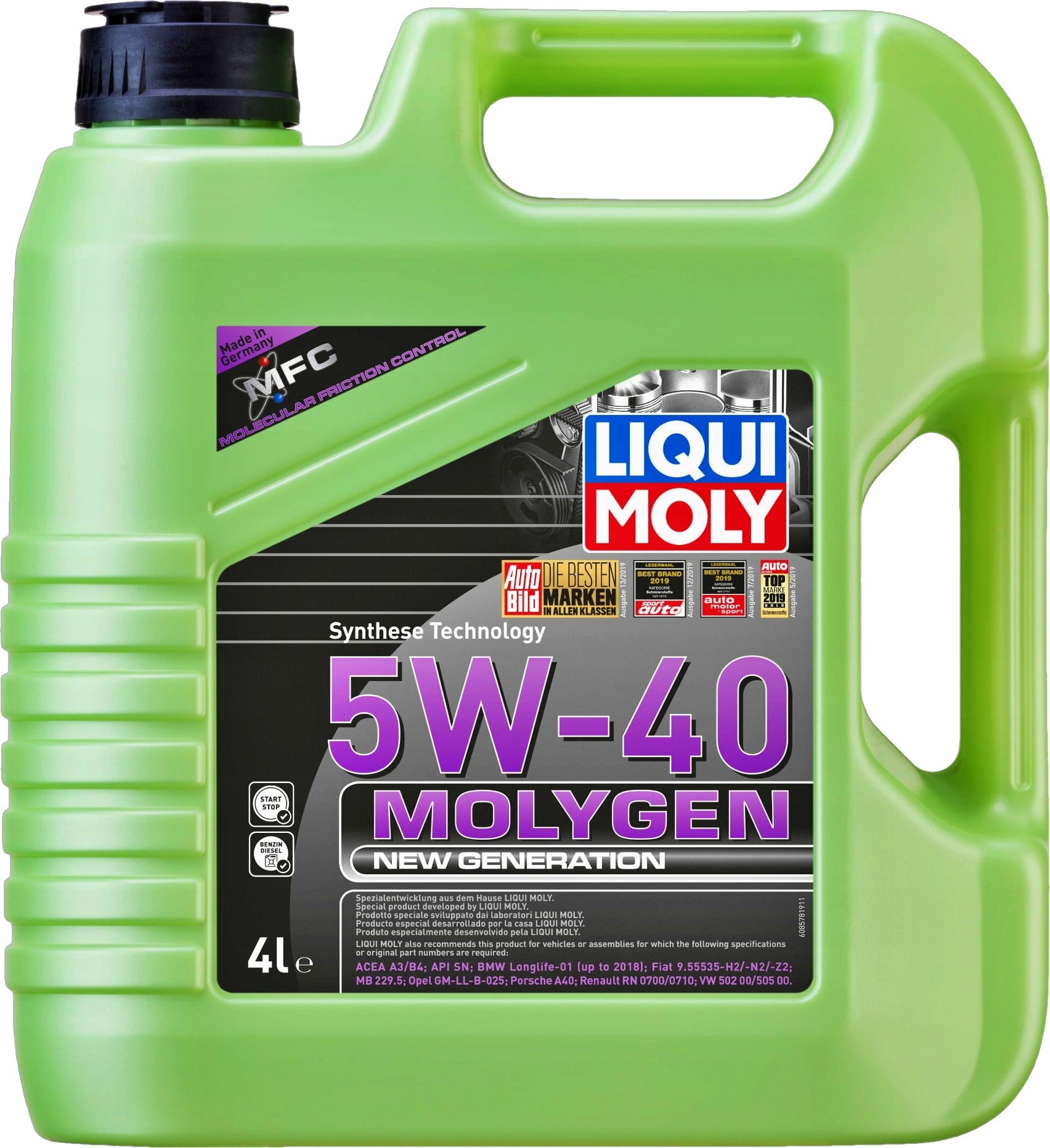 LIQUI MOLY Sintetinė variklinė alyva LIQUI-MOLY Molygen New Generation 5W-40, 4L
