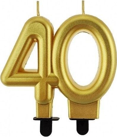 GoDan Świeczka cyferka 40 Beauty&Charm metalik złota 8cm