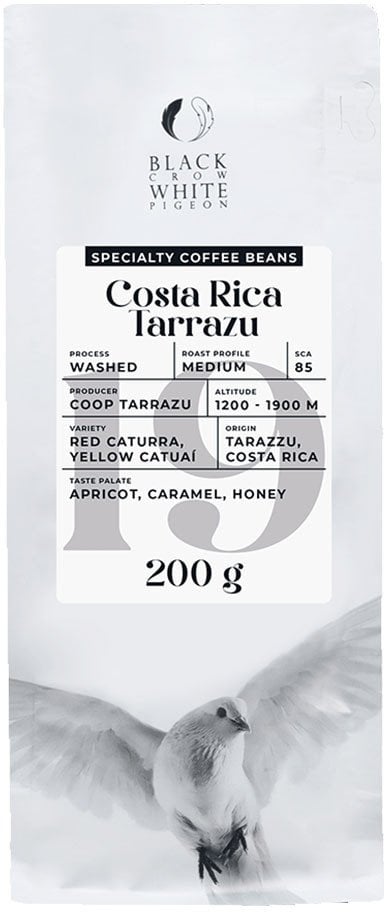 Specialty coffee beans Black Crow White Pigeon Costa Rica Tarrazu, 200 g