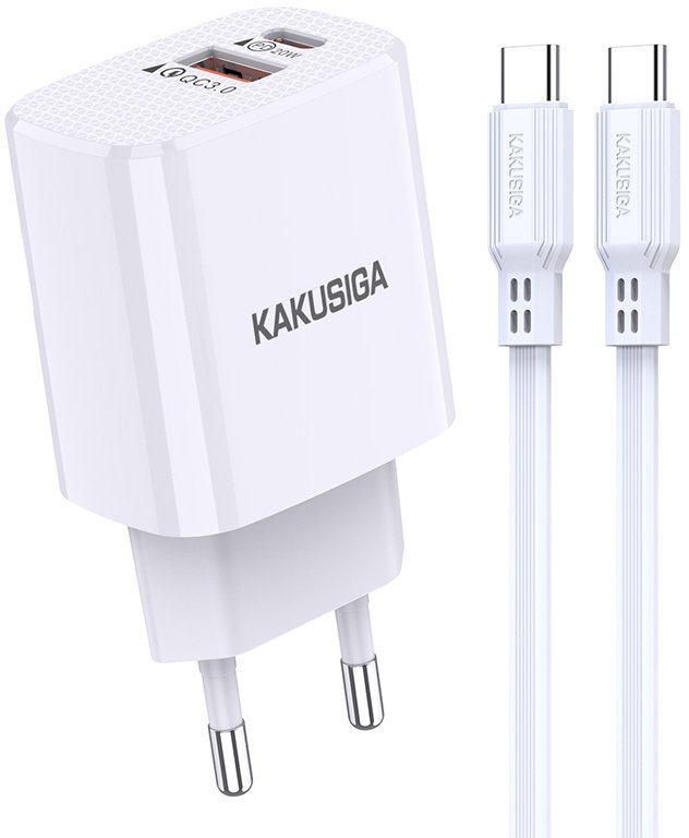 Kakusiga KSC-925 PD 20W 3A+QC3.0 USB2 Fast Charging Charger Type-C / Type-C White standard