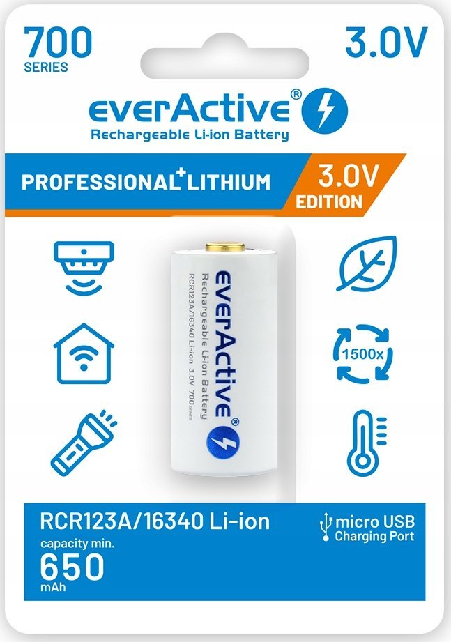 EverActive Akumulator 16340 3V Li-ion 700 mAh micro USB