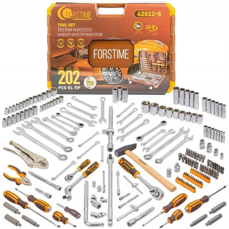 Zestaw narzędzi 1/4", 3/8" i 1/2" 202el. (6-kątnych) (6-32mm)