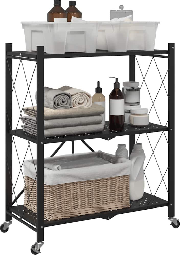 vidaXL vidaXL Regał magazynowy z kółkami, czarna ,71x34x88 cm, stal