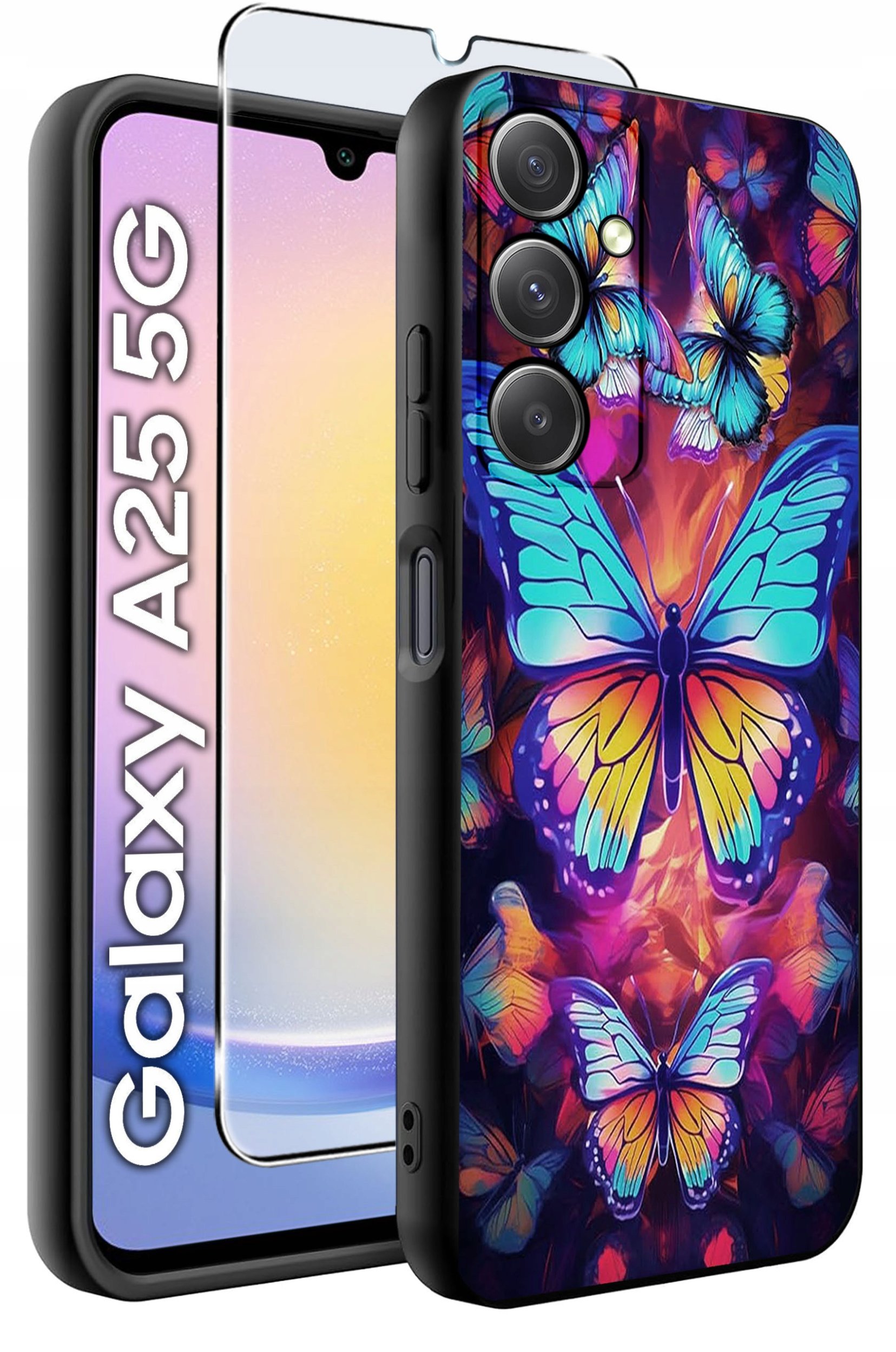 ETUI do Samsung A25 5G WZORY | SILIKONOWE MATT CASE + SZKŁO HARTOWANE 9H