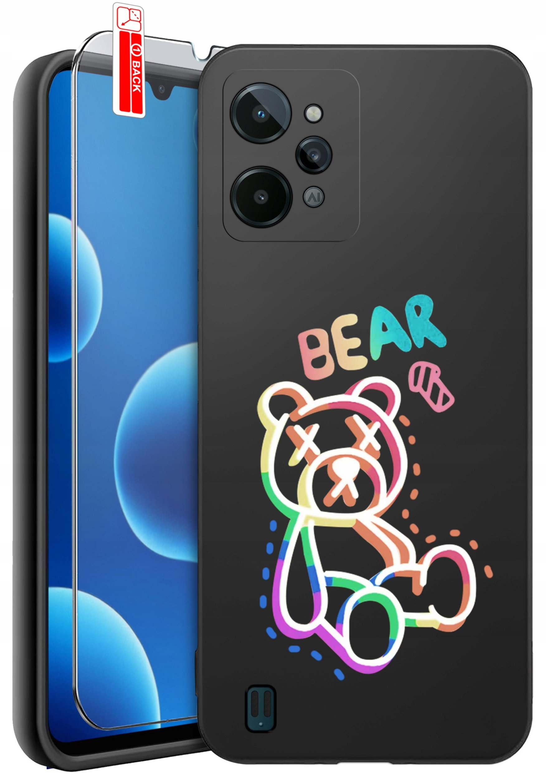 ETUI do Realme C31| WZORY | SILIKONOWE MATT CASE + SZKŁO 9H