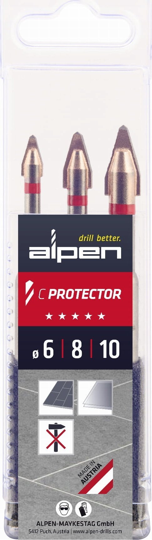 Wiertło Alpen Alpen C PROTECTOR 3-pcs. 6-8-10