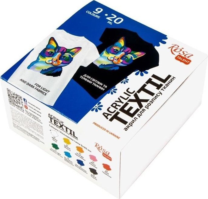 Farby do tkanin 20ml 9 kolorów