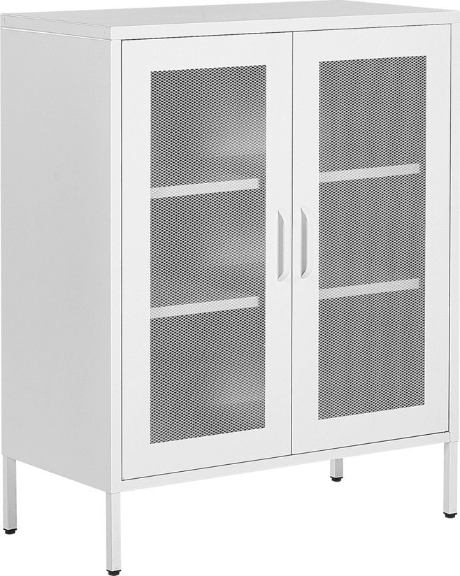 Beliani Szafka dwudrzwiowa metalowa biała WAKATIPU