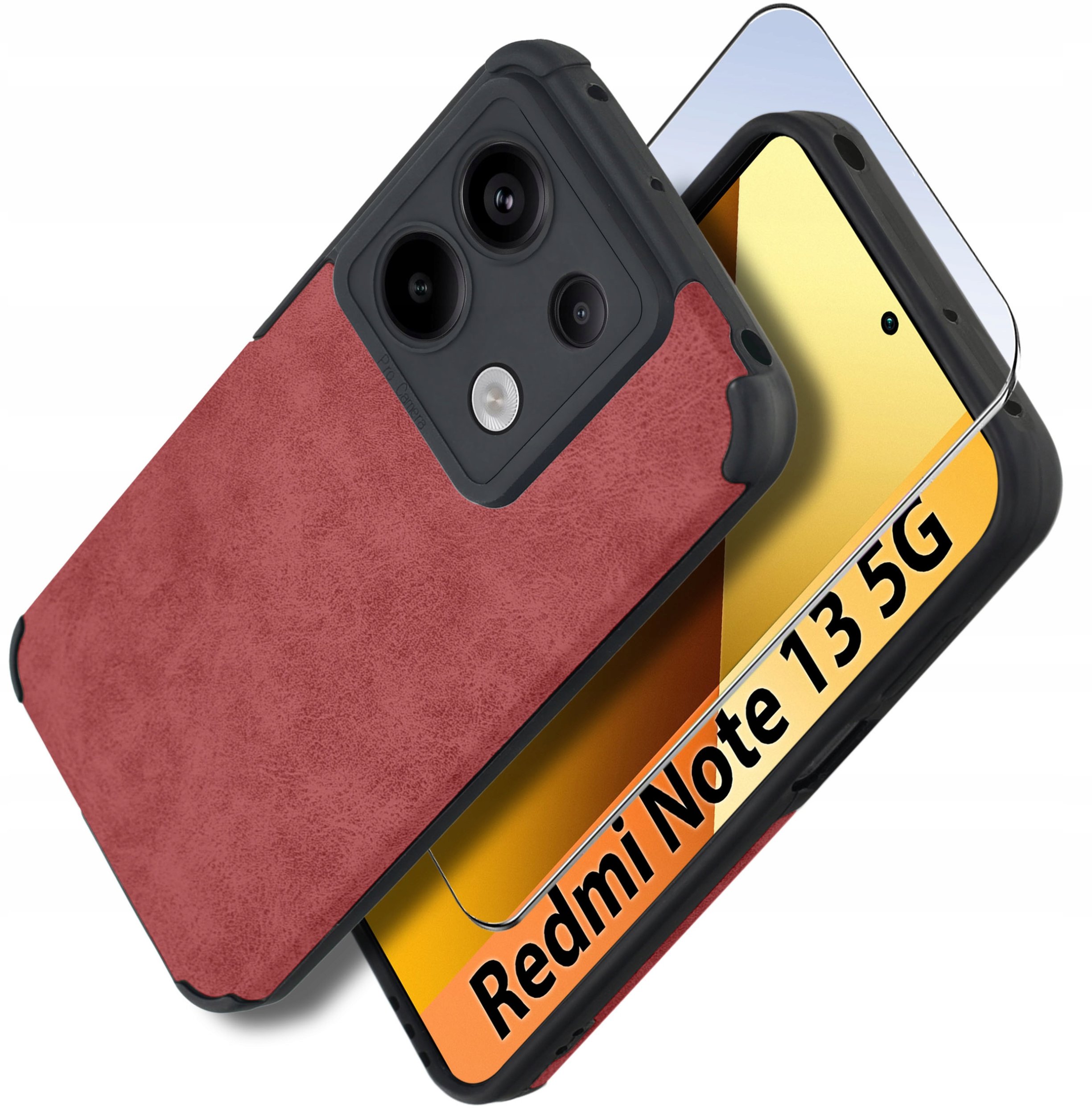 Etui do Xiaomi Redmi Note 13 5G silikonowe SKÓRZANE VINTAGE CASE + Szkło 9H