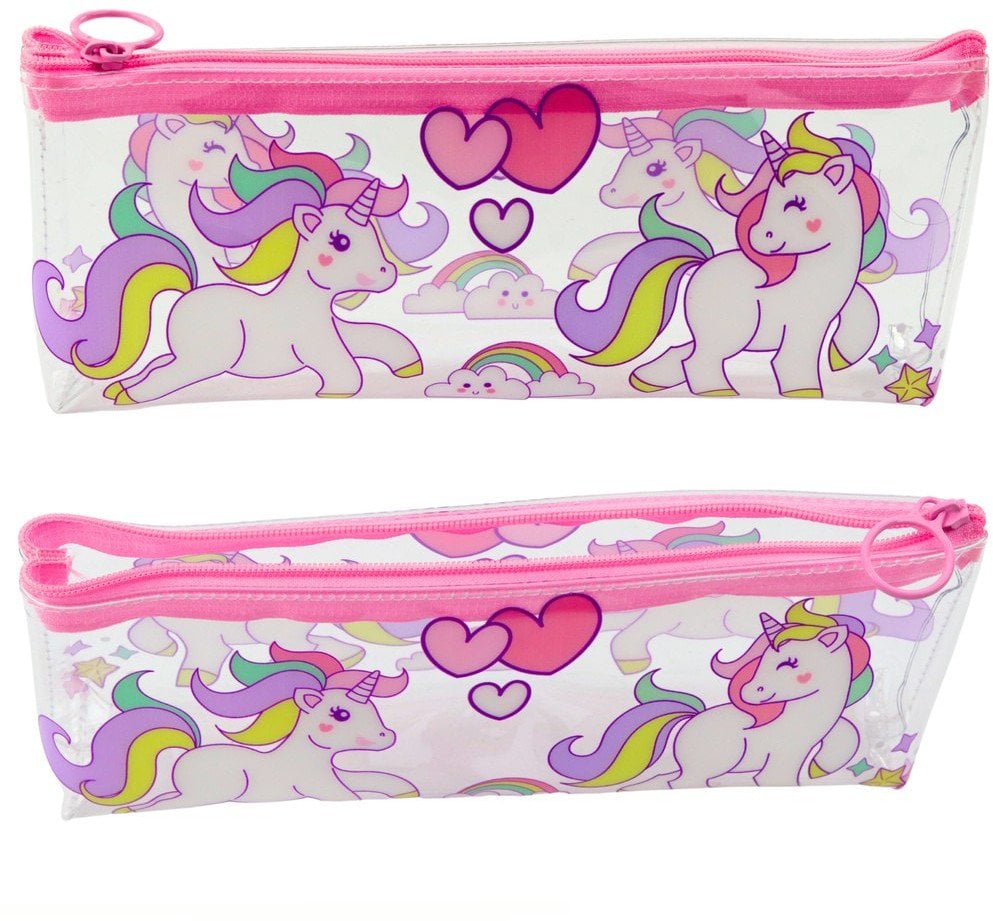 Piórnik Szkolny Dziewczęcy Transparentny Przeżroczysty Jednorożce